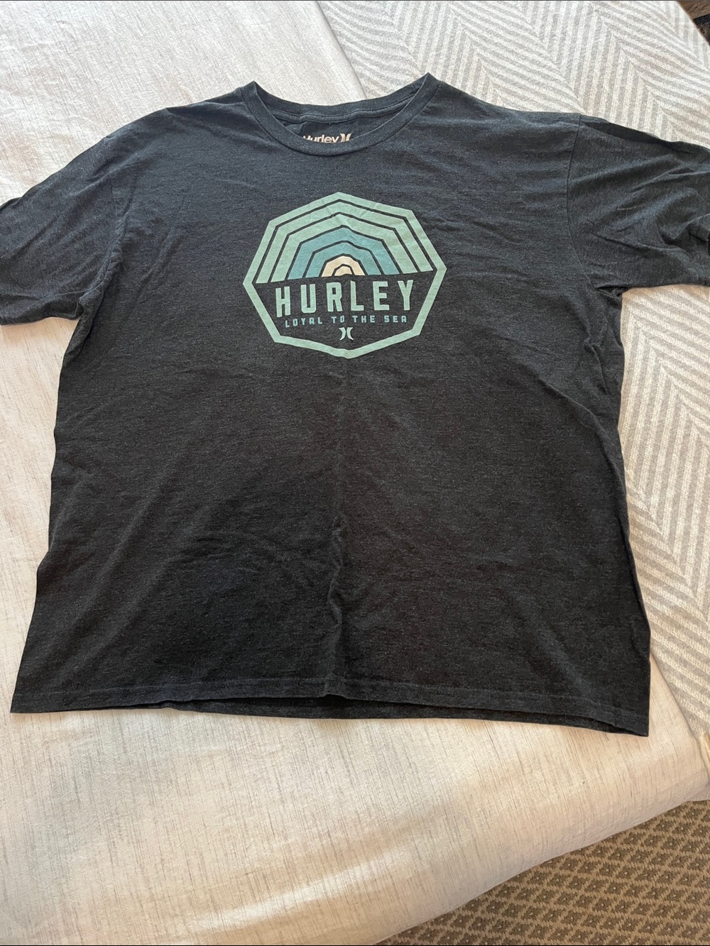 Hurley Short Sleeve Tee Dark Grey with Mint Graphic